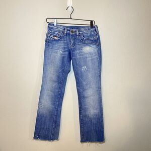 Diesel Bootcut Jeans Tag Size 27 Blue Medium Wash Italy Rigid Denim Y2K
